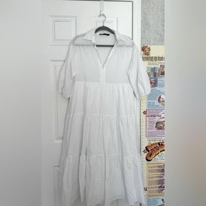 ZARA maxi cotton white women’s dress XS oversized